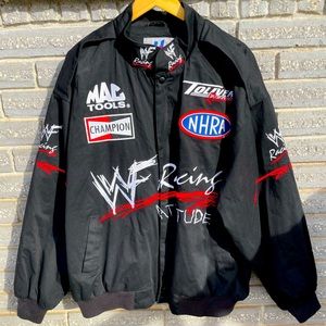 Rare Vintage NHRA Drag Racing WWF wrestling jacket XL